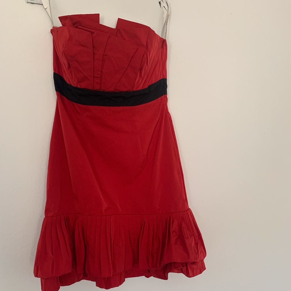 Strapless red dress